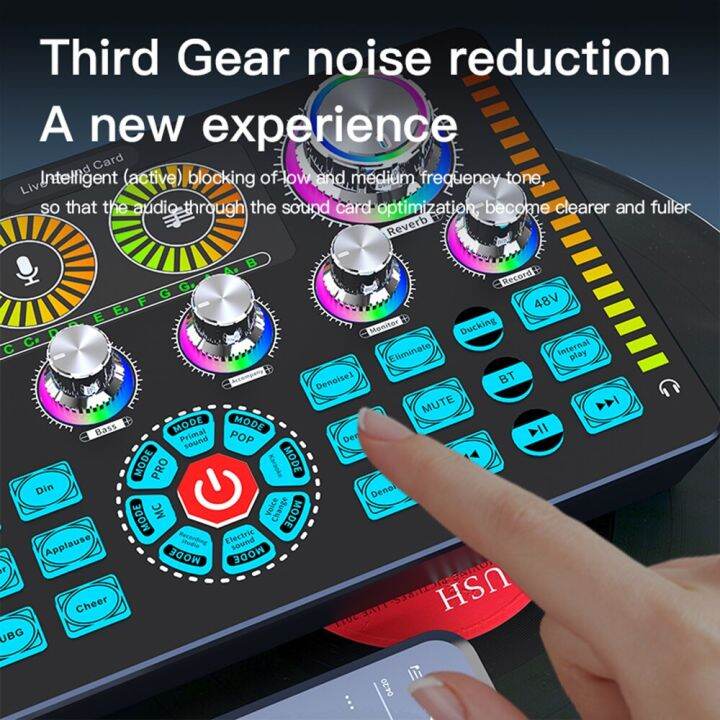HD 48V Live Sound Card Podcast Equipment Bluetooth Microphone Audio Mixer Sound Mixer Voice