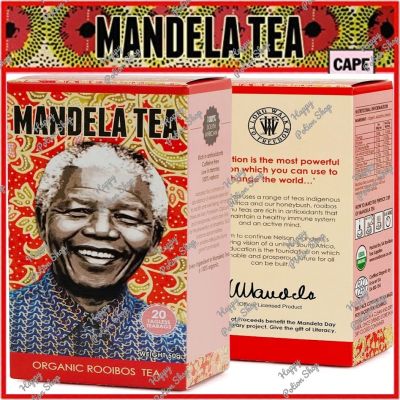 ชาแดงรอยบอสออร์แกนิคแอฟริกาใต้ Organic Mandela Rooibos Tea 1 กล่องมี 20 ซอง South African Single Origin Tea, Zero Calorie and Caffeine Free Antioxidant Rich All Natural Tea Leaves