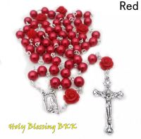 สร้อยสายประคำมุกสีแดง ? Red pearl rosary necklace ✝️ ร้านไทยค่ะ ??