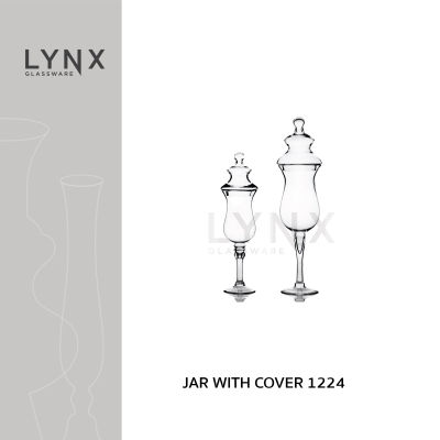 LYNX - JAR WITH COVER 1224 - แจกันแก้ว แจกันจัดสวน แจกันสูง แฮนด์เมด เนื้อใส พร้อมฝาปิด มีความสูง 2 ขนาดให้เลือก