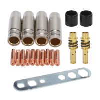 19Pcs Welding Torch Nozzle Part Kit Conical Nozzle Sleeve Rod Tool Set for Binzel 15Ak Welder Accessories