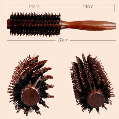 Curly Round Roll Hair Brush Professional Comb Salon Barber Hairbrush With Wooden Handle Hairdressing Styling Tool 28ED ~
