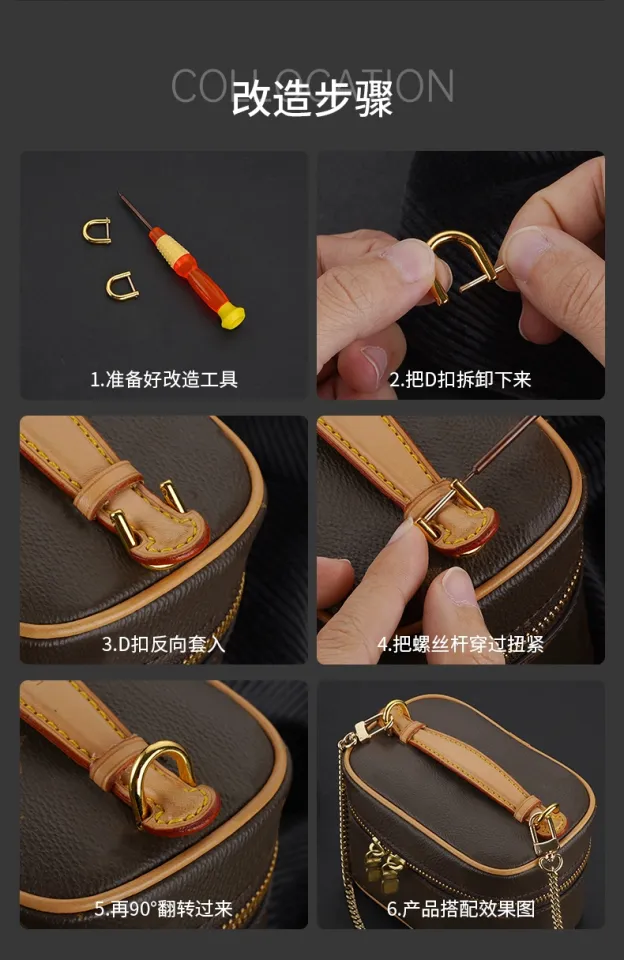 suitable for lv nice nano cosmetic bag transformation D buckle Messenger  leather shoulder strap chain bag armpit strap accessories