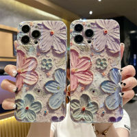 Luxury brand Beautiful oil painting flower phone case for iphone 14 14plus 14pro 14promax 13 13pro 13promax cute blue flower pattern Elegant style with diamond case 12 12pro 12promax 11 11pro 11promax high quality x xr xsmax 7+8+ 7plus New design