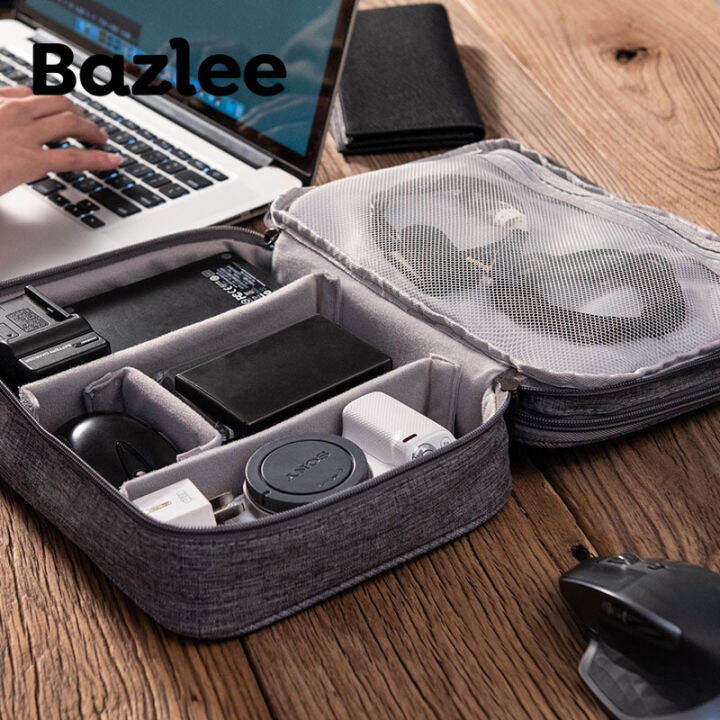 bazlee-กระเป๋าที่เก็บดิจิตอลสามชั้น-สาย-usb-หูฟังแบตสำรองปากกาจัดระเบียบ-hdd-พกพาได้กระเป๋าใส่ชุดเดินทาง