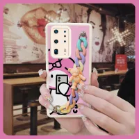 Cartoon Raised lens Phone Case For Huawei P40 Pro+/P40 Pro Plus imitation leather cute Solid color Back Cover for girl