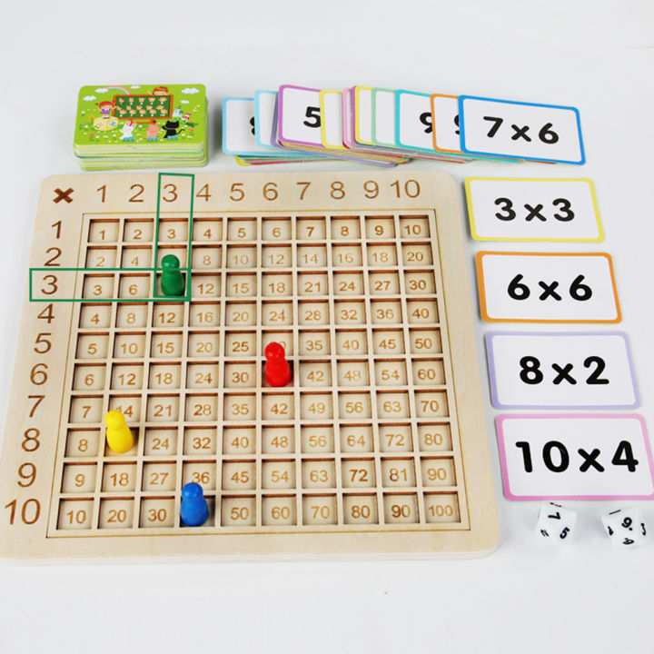 เกมกระดานไม้-interactive-thinking-montessori-9x9คณิตศาสตร์นับร้อยบอร์ดก่อนวัยเรียนการฝึกอบรมเกมปริศนาสำหรับ2-4ผู้เล่น