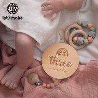 Let 39;S Make 4PCS 10cm Wooden Milestone Baby Growth Souvenir Newborn Monthly Memorial Commemorative Photo Props Accessories