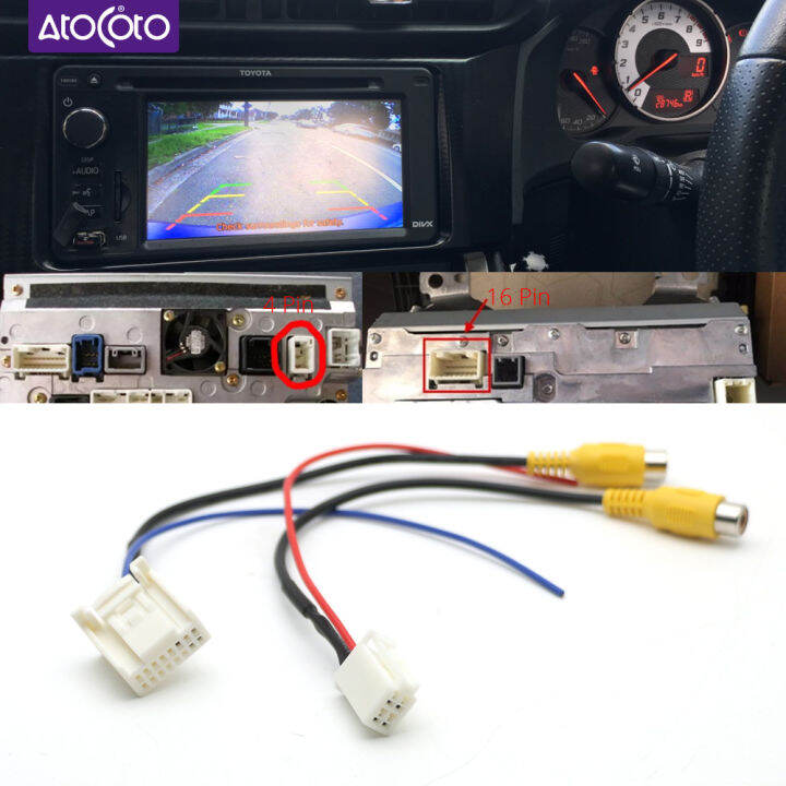 Car 4 16 Pin Male Connector Radio Back Up Reverse Camera RCA Input Plug