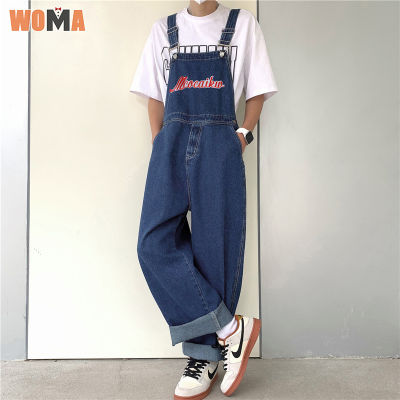 WOMA กางเกงผู้ชายชุดจั๊มสูทมีสายเอี๊ยมกางเกงยีนส์ขาดใหม่9จุดกางเกงฮาเร็มเทรนด์แฟชั่นเป็นคู่