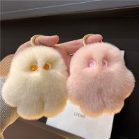 Fur Key Accessories Cute Rex Rabbit Fur Plush Ball Book Bag Pendant Gift 2022 Keychains Ins Fashion Real Fluffy Fur Car Keychain