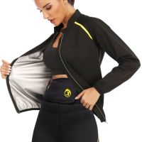 AB4B Women Sauna Suit for Weight Loss Sweat Jacket Long Sleeve Slimming Top Fat Burner Body Shaper Workout Sportwear Gym