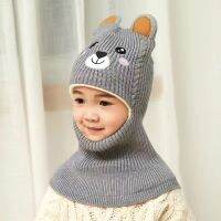 ▫✑☽ Baby Winter Hat Knitted Beanie Hat with Animal Drawings for Boy Girl Protective Neck Cap Windproof Bonnet Fit 2 To 6 Years