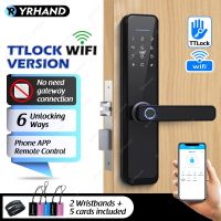 YRHAND ประตูล็อคอัจฉริยะไฟฟ้า Wifi Ttlock พร้อมลายนิ้วมือไบโอเมตริกซ์ทำงานร่วมกับ Google Home Aleax สำหรับบ้านหรือโรงแรม