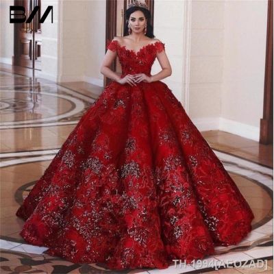 ◎✑ AEOZAD Vestidos Quinceanera árabes fora do ombro para mulheres babados florais 3D vestido de noite vintage baile luxo