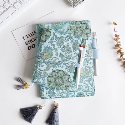 European-style Flying Blue Flower Notebook Tassel Mark Hand Account Book Lattice Small Fresh Creative Diary