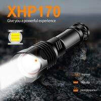 XHP170ไฟฉาย LED ยุทธวิธีแสงแฟลชที่มีประสิทธิภาพมาก USB ชาร์จไฟได้ไฟฉาย XHP90.2 18650 22650โคมไฟพกพา