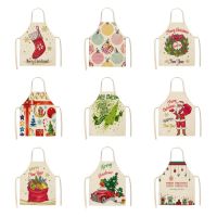 【CW】 Claus wreath aprons printing home kitchen baking cooking party decorations 53x65cm