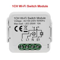 โมดูลสวิตซ์  ไฟอัจฉริยะ Wi-Fi Tuya 10A รองรับการควบคุม2ทางเครื่องตัด DIY 100-240V ทำงานร่วมกับ Alexa Google Home