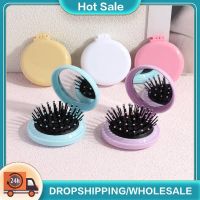 【CC】 1PC 2 In 1 Folding Comb With Mirrors Hair Brushes Massage Round Styling Accessories