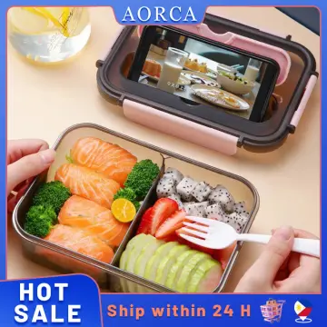 304 Stainless Steel Lunch Box For Adults Kids School Office 2 Layers  Microwavable Portable Grids Bento Food Storage Containers