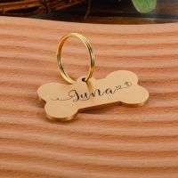 ⊙♕♘ Personalized Pet Dog ID Tags Brass Bone Tags Engraving Name Kitten Puppy Anti-lost Collar Tag for Dog Cat Nameplate Pets