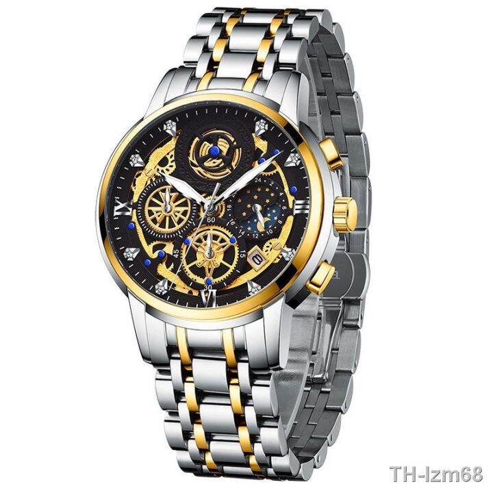 นาฬิกา-waterproof-watch-men-noctilucent-multi-function-timing-wrist-steel-with-hollow-out-quartz-watch