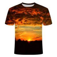 Summer Sunset Scenery graphic t shirts fashion mens t-shirts With Natural Landscape Pattern Casual Handsome 3D Print T-shirt