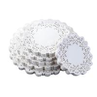 100 Pcs Cake Placemat Vintage White Hollow Round Paper Doilies Lace Wedding Birthday Party DIY Decoration Craft Kitchen Tools Bread Cake  Cookie Acces