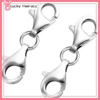 LUCKY HAIRACC 9mm ครับ เข็มกลัดสร้อยคอสร้อยคอ เงินสีเงิน เข็มกลัดสร้อยคอเงิน สร้อยคอขยายได้ ปลายคู่แบบคลาสสิก สำหรับผู้หญิง