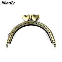 10 PcsLot 8.5 CM Antique Bronze Semicircle Metal Purse Frame Heart Kiss Clasp Handle For Bag Accessory