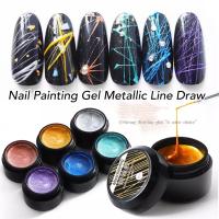 สีแมงมุม สีเจลเมทาลิก เจลเมทาลิกยืด Nail Polish Glitter Lacquer Mixed Varnish Semi-Permanent Manicure Nail Art Nail Glue