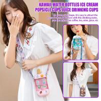 Barbie Pink Ice Cream Popsicle Cups Creative New Kawaii Shoulder Bottle Straw Strap Water And With X8N9