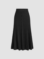 Cider Knit Mid Waist Button Maxi Skirt