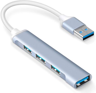 จุดรวมยูเอสบีขนาดเล็กส่วนขยายฮับ3.0 USB 4พอร์ตฮับ2.0สถานีอะแดปเตอร์ USB ฮับข้อมูลแบบพกพาบางเฉียบอลูมิเนียมตัวแยก USB