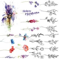 Small Purple Lavender Leaf Temporary Tattoos For Women Arm Clavicle Tatoo Sticker Watercolor Transferbale 3d Plants Tattoo Paper Stickers