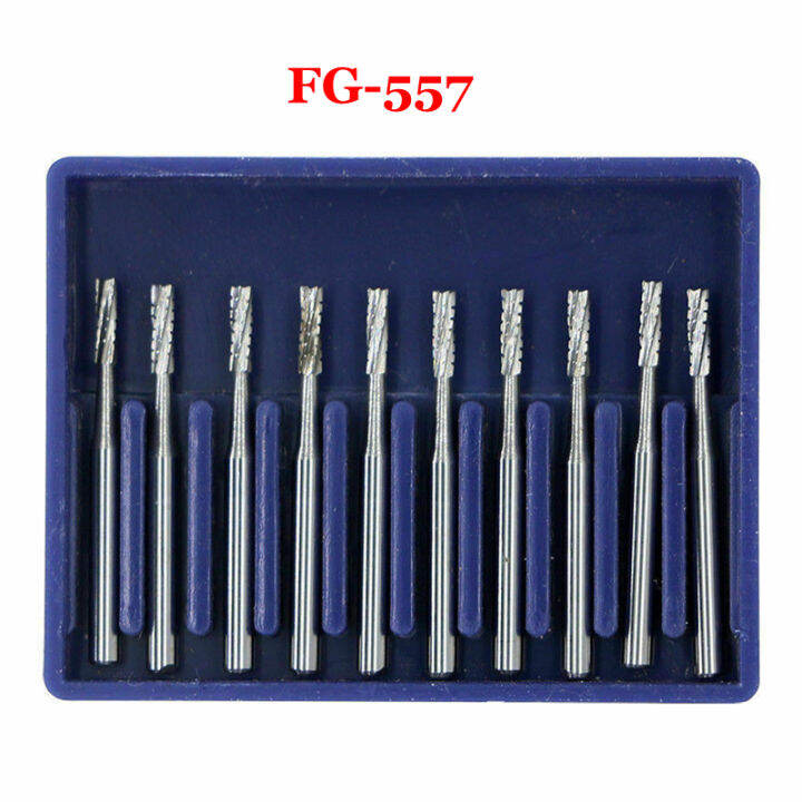 10pcs-ทันตกรรม-fissure-ทังสเตนเหล็กคาร์ไบด์-burs-สำหรับ-handpiece-ความเร็วสูง-fg-556-fg-557-fg-558