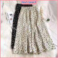 COD DSFERTGERRYYY New korean palda dress of women skirt high waist retro floral preloved A line skirt mini all match slimming umbrella mid length chiffon summer skirt