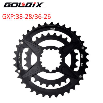 GOLDIX GXP ใบจานหน้าจักรยาน MTB 2 ชั้น ขนาด 28-38/26-36 ฟัน สำหรับ SRAM 11/12S NX XX XO GX Aluminum Alloy CNC Machining (ไม่รวมขาจาน)