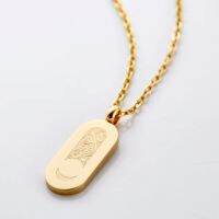 Alhamdulillah Moon Necklace Women Arabic Calligraphy Necklace Stainless steel Gold Plated Pendant Ramadan Gift Water-Resistant