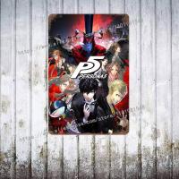 Persona 5โปสเตอร์ตกแต่งโลหะวินเทจป้ายดีบุกโลหะป้ายแผ่นโลหะประดับตกแต่งสำหรับผับบาร์มนุษย์ถ้ำคลับตกแต่งผนัง