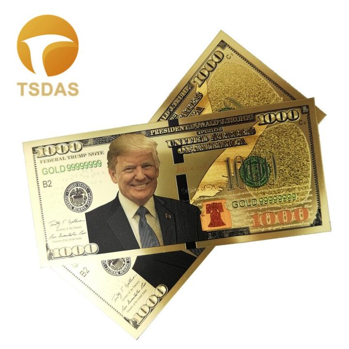 ยอดขายใหญ่ของสหรัฐอเมริกาประธานาธิบดีโดนัลด์ทรัมป์ดอลลาร์ชุดสะสมธนบัตร-1000ธนบัตรชุบทอง
