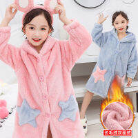 2020ฤดูหนาวสาว Homewear Nightgown กระโปรงชุดนอนเด็กชุดนอนตุ๊กตาเสื้อคลุมอาบน้ำที่อบอุ่นชุดนอนสำหรับสาววัยรุ่น4-15ปี