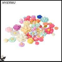 MYIERWU 100ชิ้นค่ะ เสน่ห์เรซินขนาดเล็ก เสน่ห์พลาสติก เครื่องรางเรซิ่นดอกไม้ เครื่องรางเรซินขนาดเล็ก การตกแต่งสวยงาม ดอกไม้ลูกปัดลูกปัด เครื่องรางเรซิน