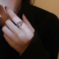 OFVK ย้อนยุค ง่าย อินเทรนด์ ดาว เพชร ทองแดง โอปอล Rhinestones เพทาย แหวนสไตล์เกาหลี แหวนเปิดหญิง แหวนผู้หญิง แหวนเงิน