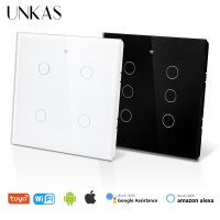 ☏❡❈ UNKAS Tuya Brazil 4x4 WiFi 4 / 6 Gang Light Switch Touch Smart Life APP For Alexa Google Home Single Fire Neutral Wire Universal