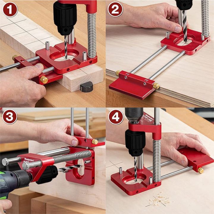 auto-line-drill-template-guide-tool-woodworking-drill-locator-aluminum-hole-drill-guide-dowel-jig
