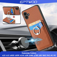 EPTWOO สําหรับ Samsung Galaxy A22 A12 A02S A03S A21S A50 A50S A30S A31 A20 A30 A71 A70 A70S A82 M62 F62 4G 5G เปลือกโทรศัพท์มือถือเปลือกคาร์บอนไฟเบอร์ป้องกันการสั่นสะเทือนการออกแบบการ์ดเมก้าที่มีฝาครอบด้านหลังนุ่มวงแหวน C1-8