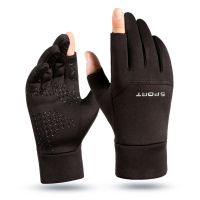 ♀✇ 1 Pair Winter Fishing Gloves 2 Cut Finger Gloves Non slip Waterproof Warm Winter Gloves for Fishing Cycling Running