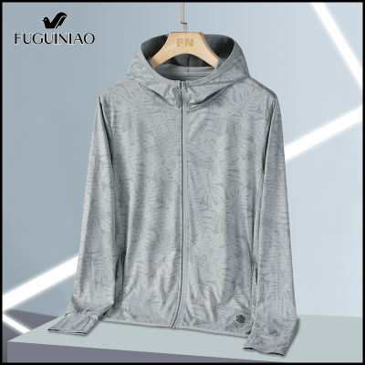 Fuguiniao เสื้อเสื้อแจ็คเก็ตกันแดดผ้าไอซ์ซิลค์สำหรับผู้ชาย,เสื้อชุดกันแดดกีฬาแบบแยกฤดูร้อนขี่ชายหาดตกปลา